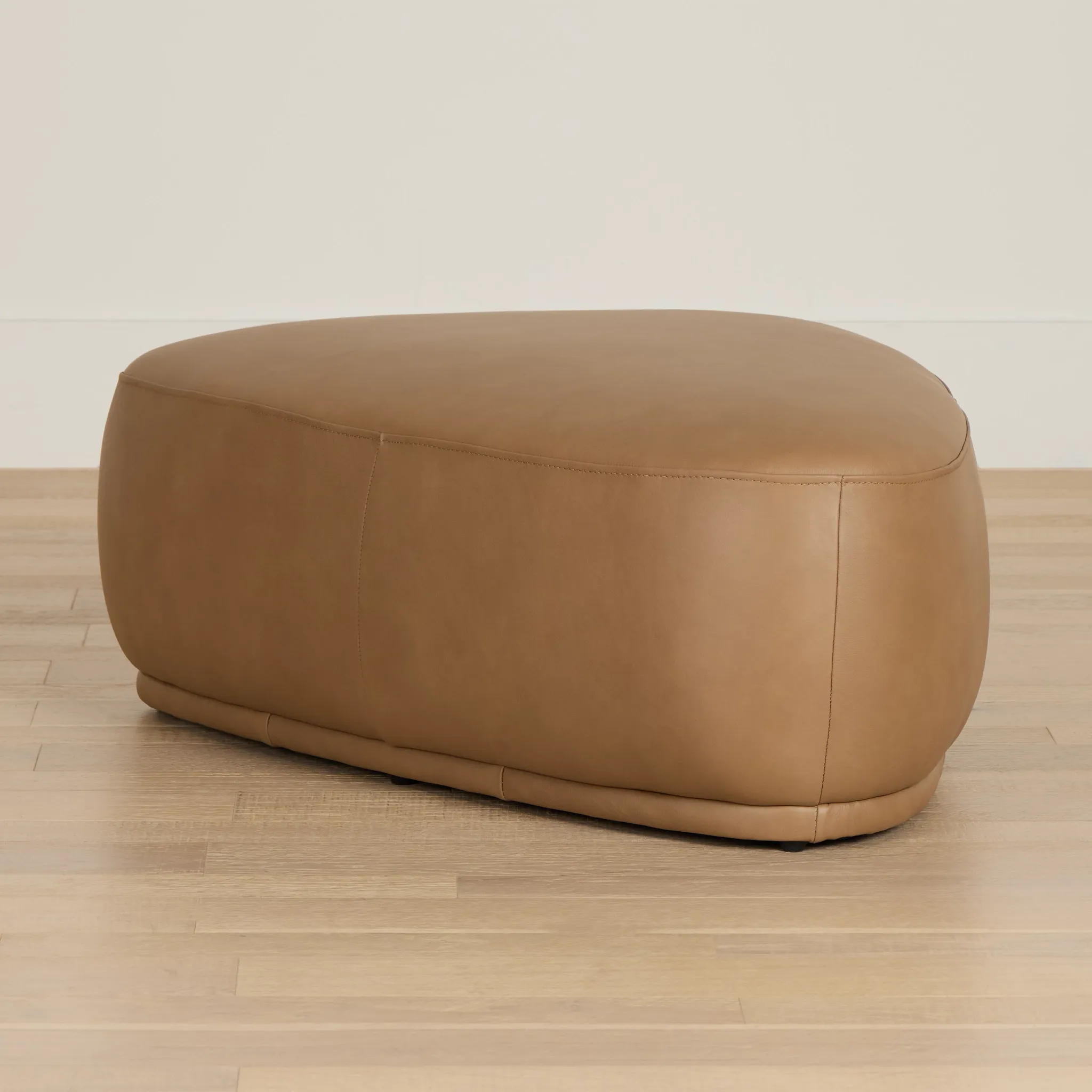 Jovi Brown Leather Large Accent Ottoman