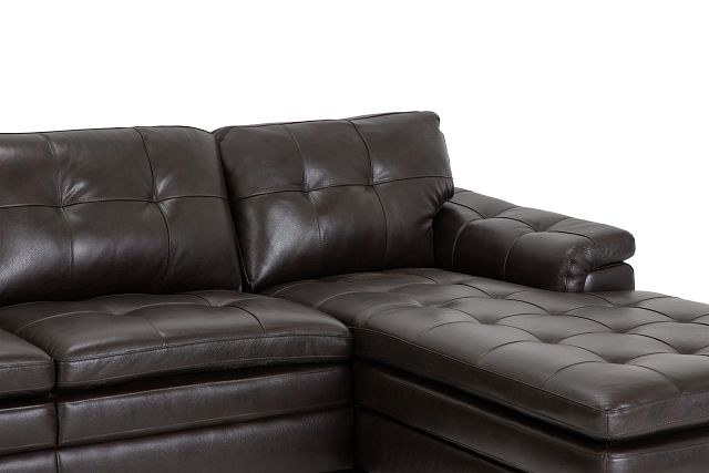 Braden Dark Brown Leather Right Chaise Sectional