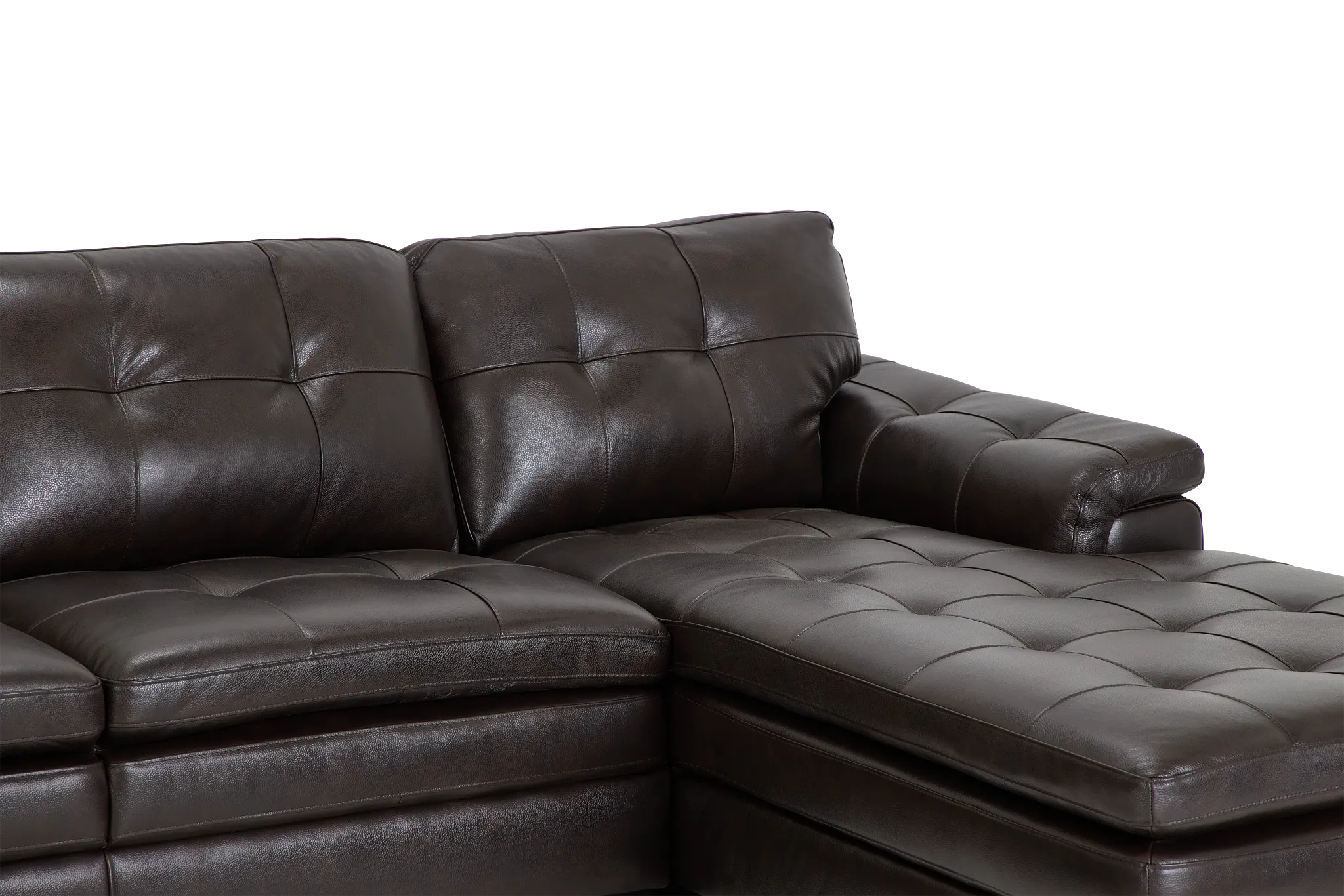 Braden Dark Brown Leather Right Chaise Sectional