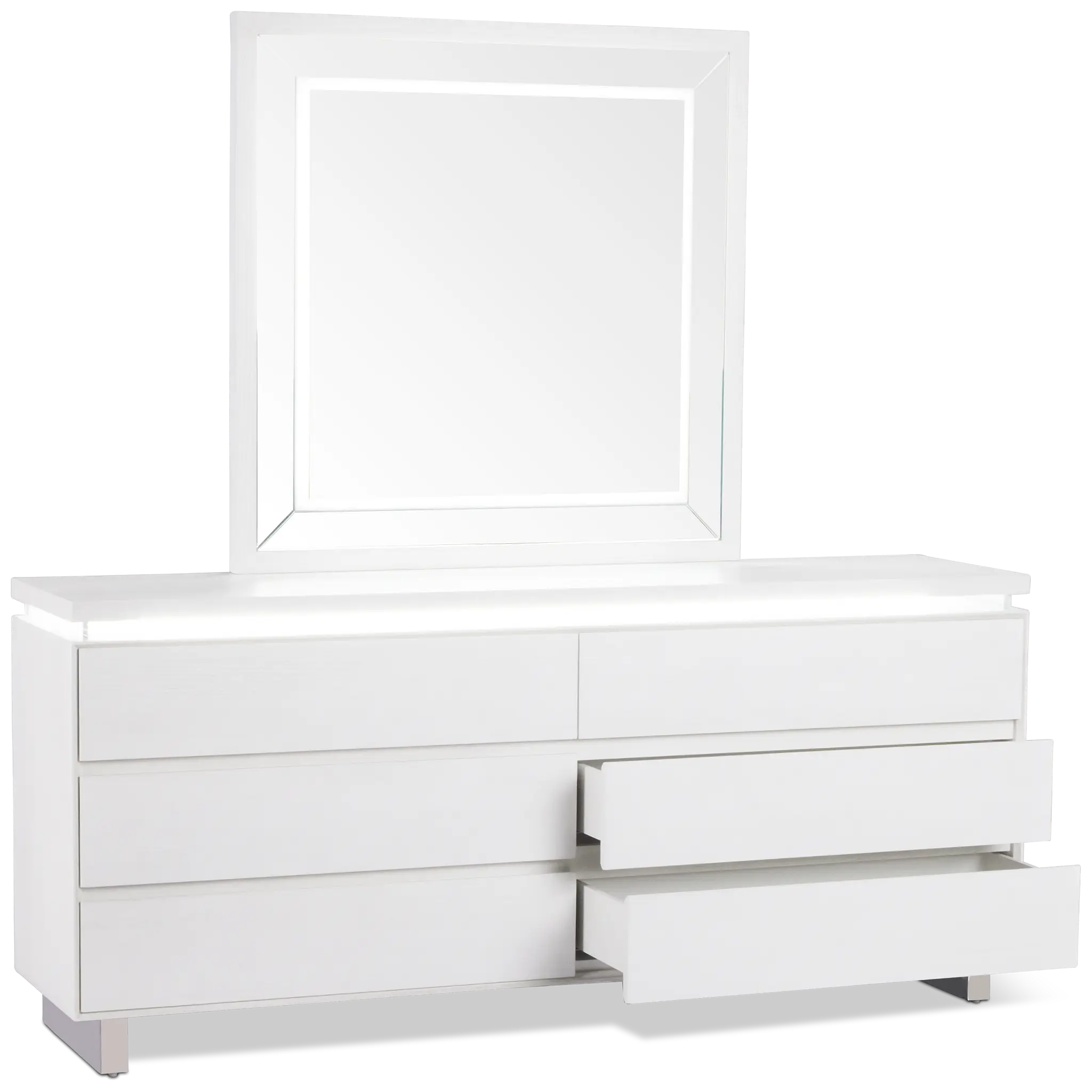 Bal Harbour White Dresser & Mirror Bal Harbour White Dresser & Mirror