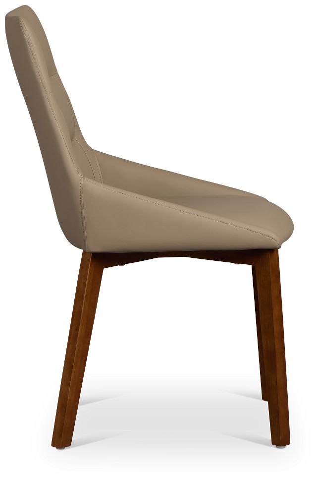 Fresno Taupe Upholstered Side Chair With Mid Tone Legs