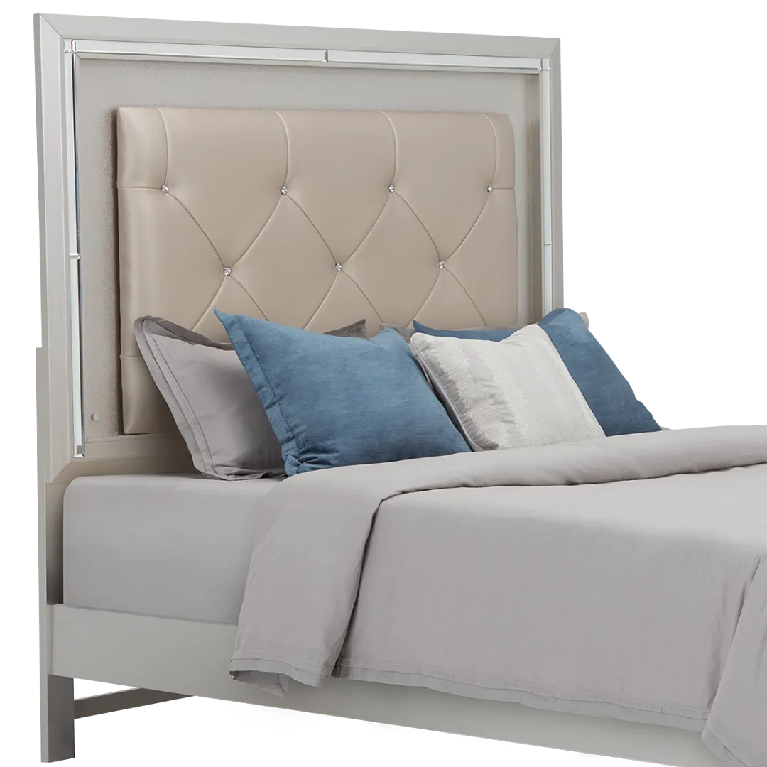 Platinum Silver Uph Panel Headboard
