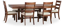 Park City Dark Tone Rect Table With 4 Wood Side Chairs & Bench