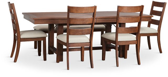 Park City Dark Tone Rect Table With 4 Wood Side Chairs & Bench