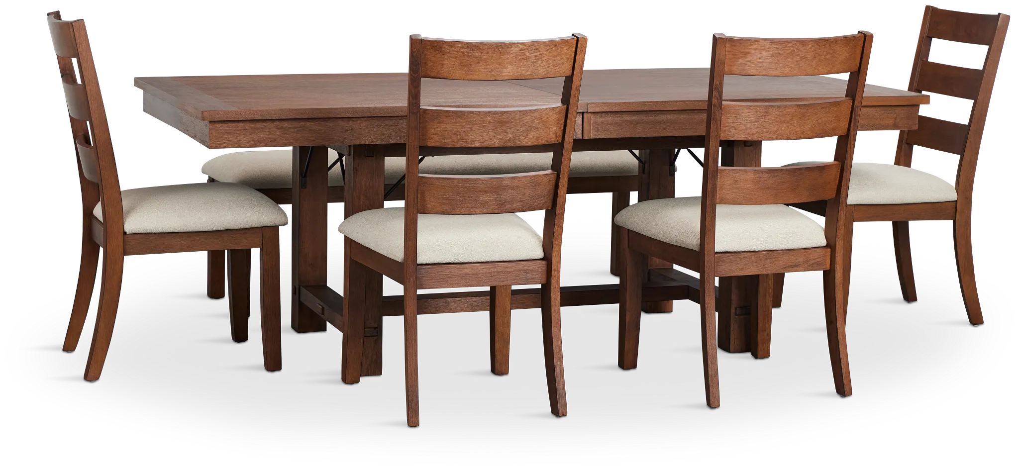 Park City Dark Tone Rect Table With 4 Wood Side Chairs & Bench