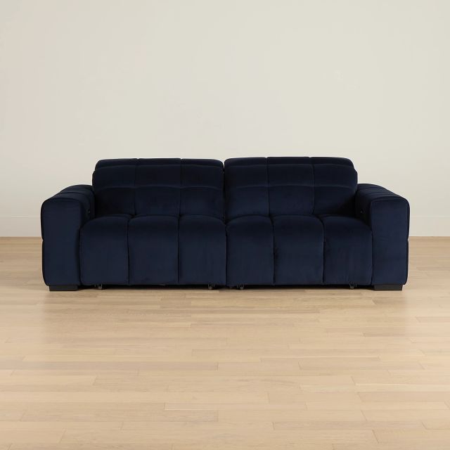 Gemma Navy Velvet Power Chaise Sofa
