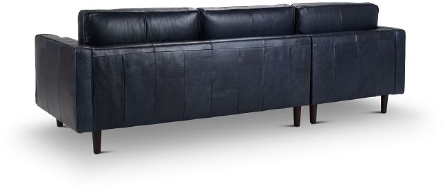 Ezra Blue Leather Left Chaise Sectional