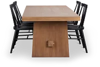 Provo Mid Tone Trestle Table & 4 Wood Chairs