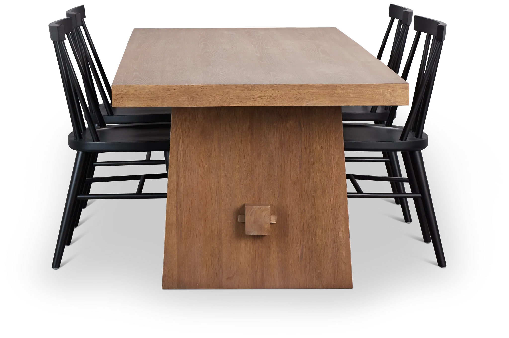 Provo Mid Tone Trestle Table & 4 Wood Chairs