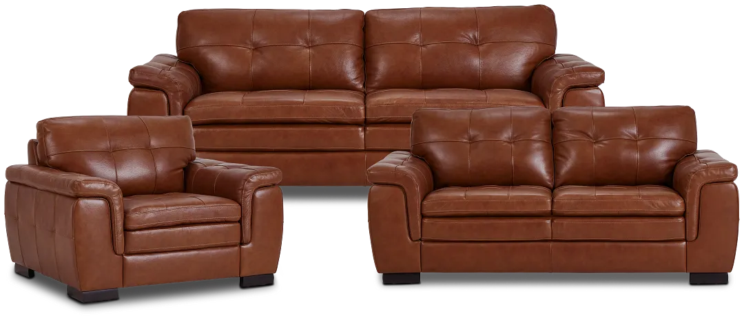 Braden Medium Brown Leather Living Room