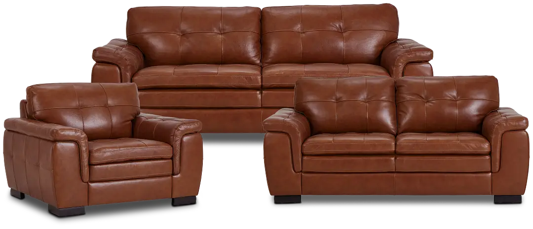 Braden Medium Brown Leather Living Room Braden Medium Brown Leather Living Room