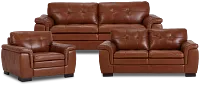 Braden Medium Brown Leather Living Room