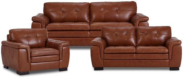 Braden Medium Brown Leather Living Room