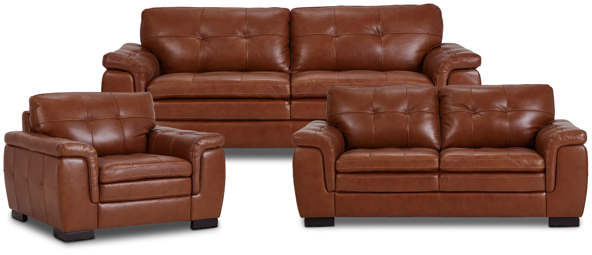 Braden Medium Brown Leather Living Room Braden Medium Brown Leather Living Room