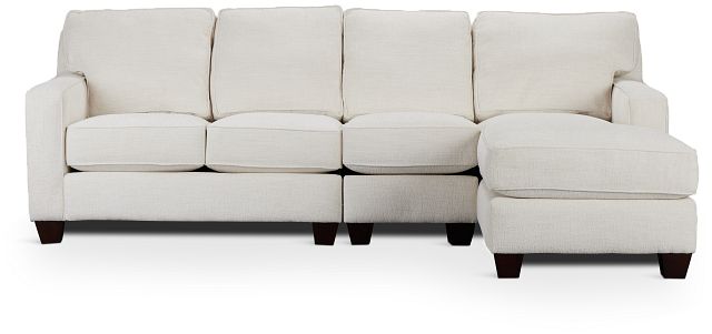 Andie White Fabric Small Right Chaise Sectional