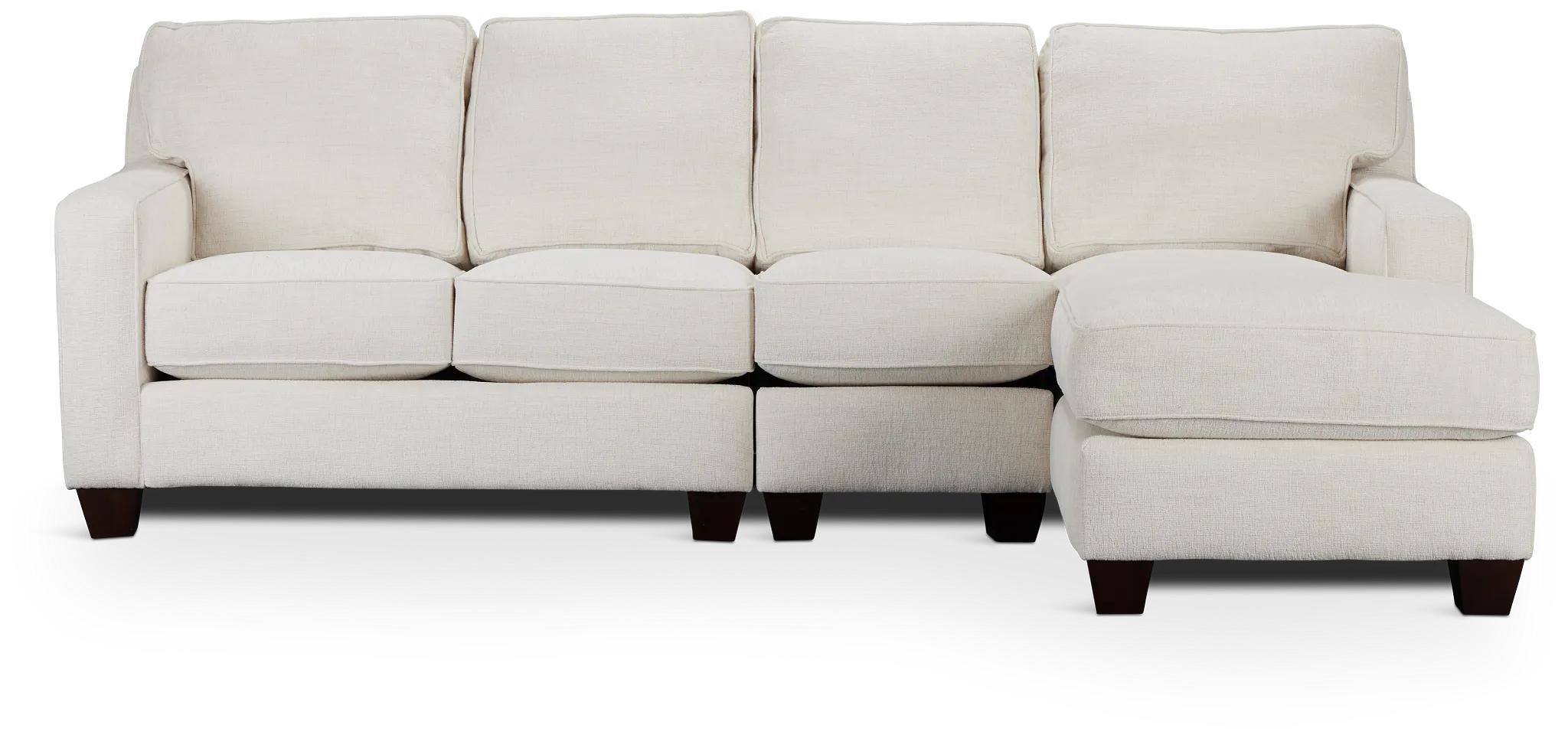 Andie White Fabric Small Right Chaise Sectional