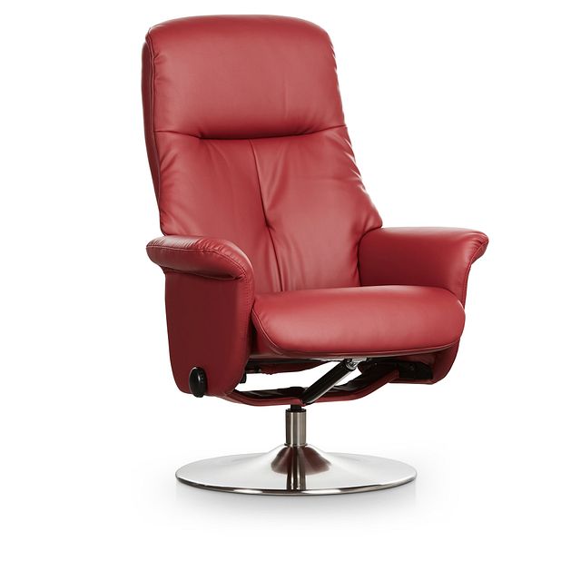 Evans Red Micro Recliner & Ottoman