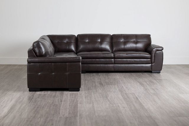 Braden Dark Brown Leather Small Two-arm Sectional