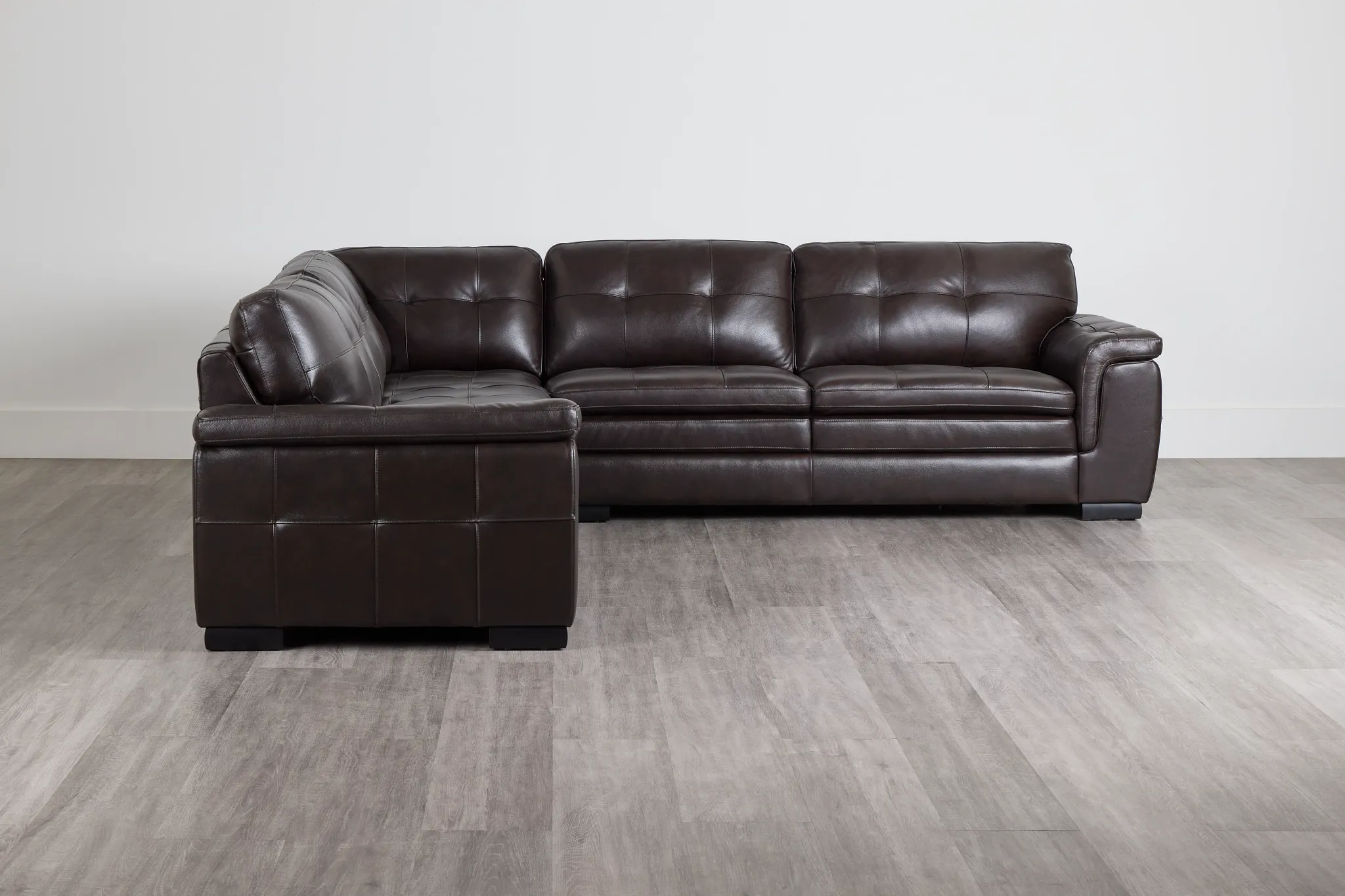 Braden Dark Brown Leather Small Two-arm Sectional