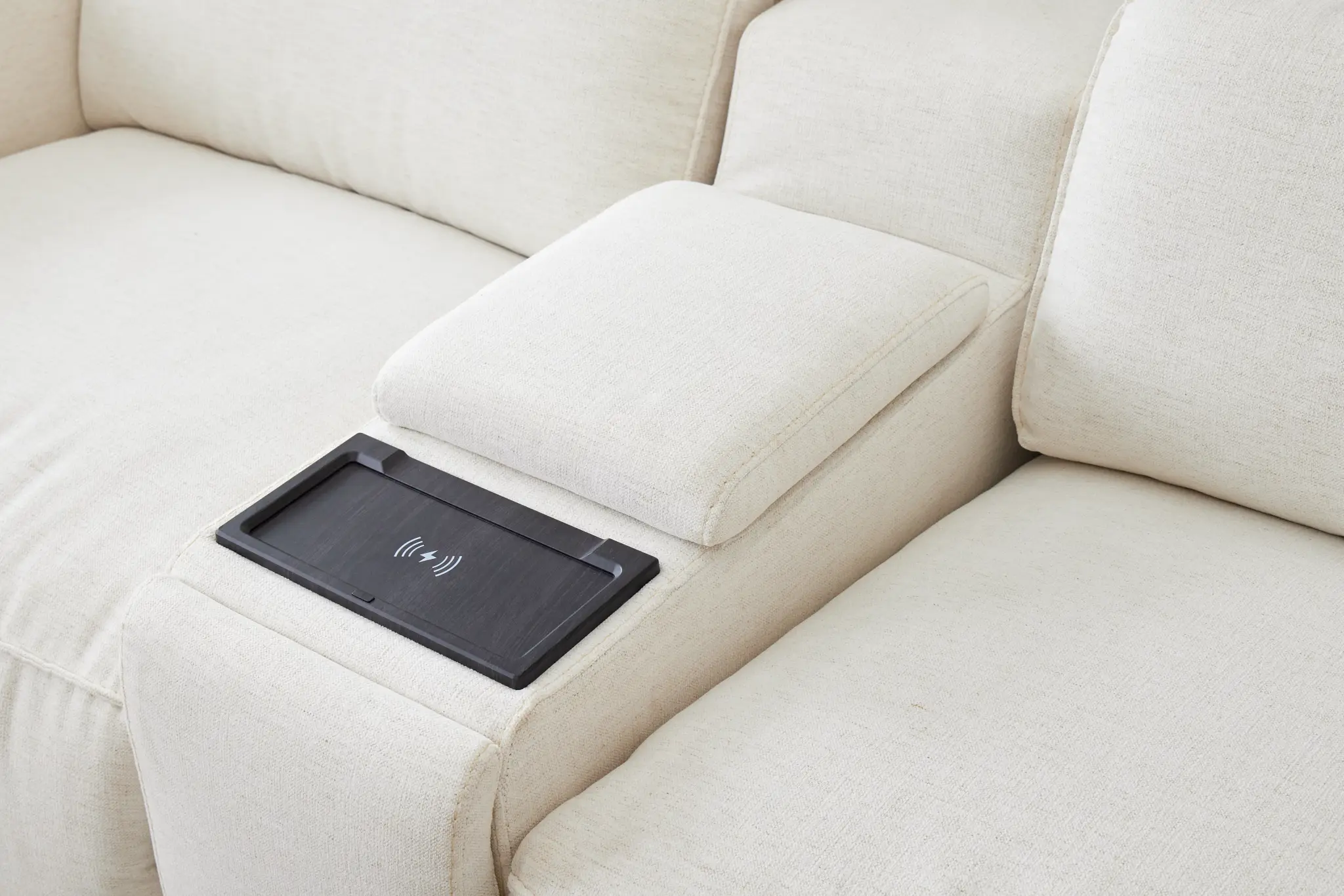 Ryland White Fabric Medium Triple Power 2-arm Sectional Ryland White Fabric Medium Triple Power 2-arm Sectional