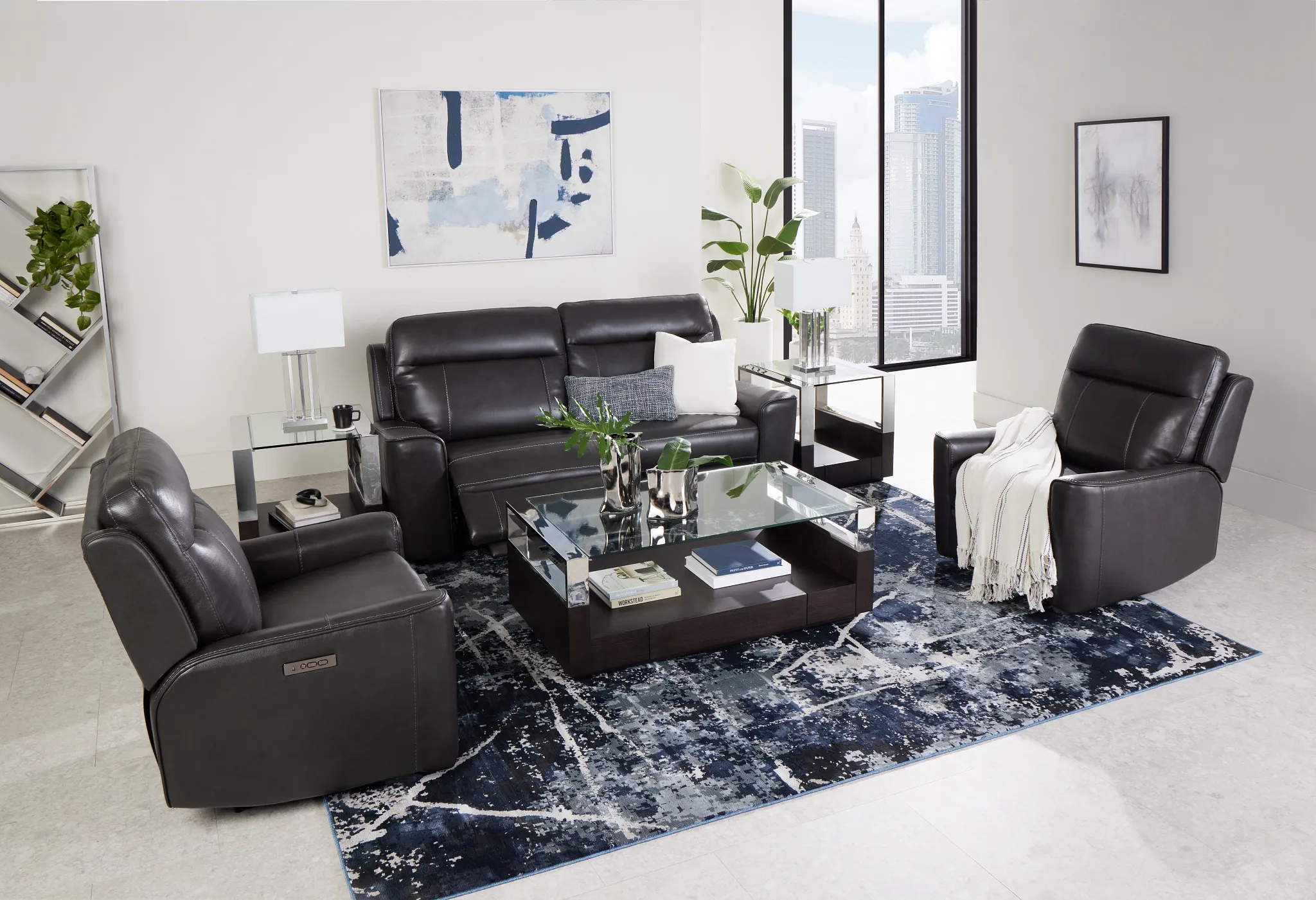 Benji Dark Gray Lthr/vinyl Power Reclining Sofa