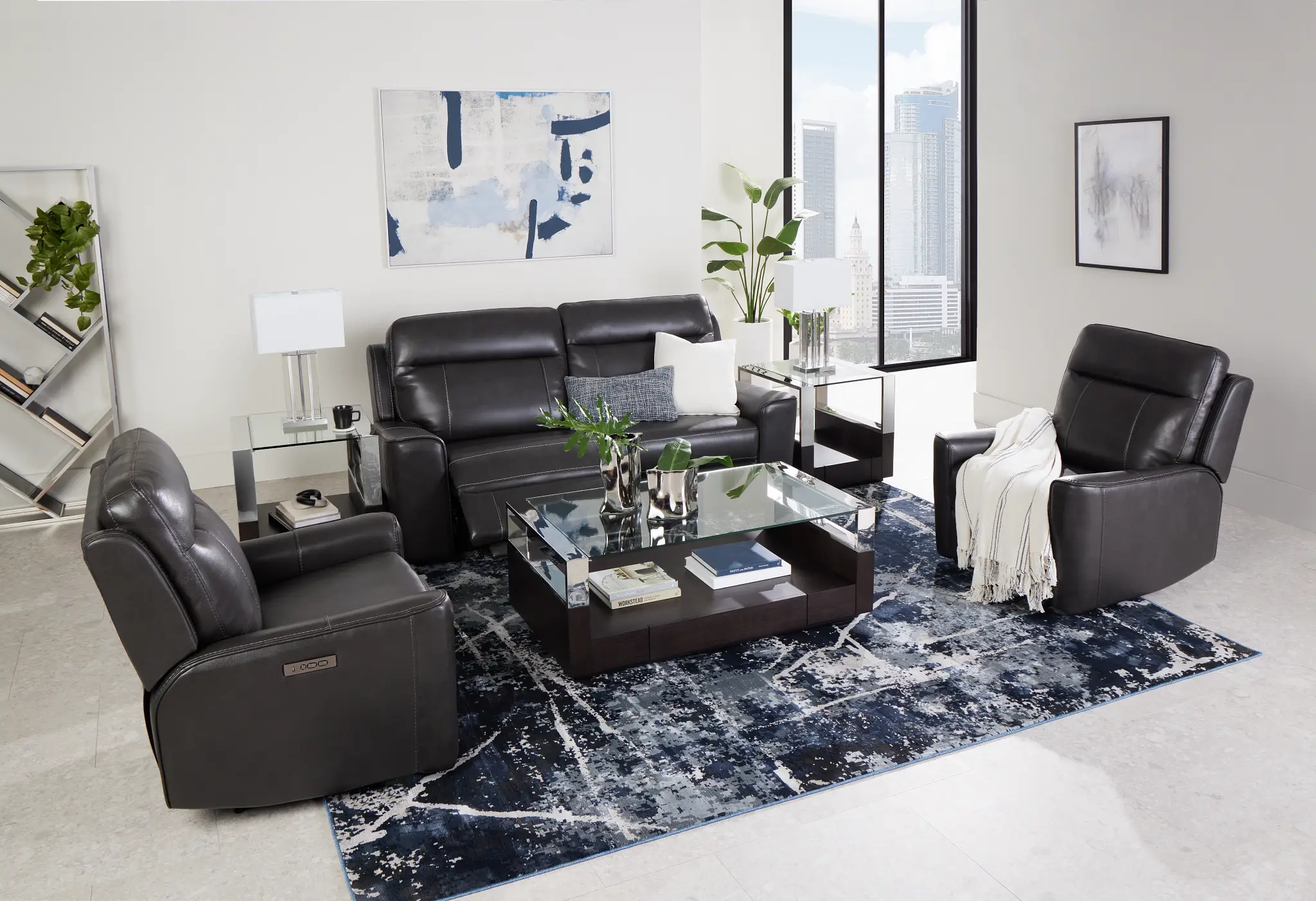 Benji Dark Gray Lthr/vinyl Power Reclining Sofa Benji Dark Gray Lthr/vinyl Power Reclining Sofa