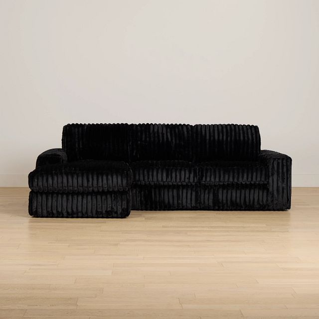 Teddy Black Fabric Left Chaise Sectional