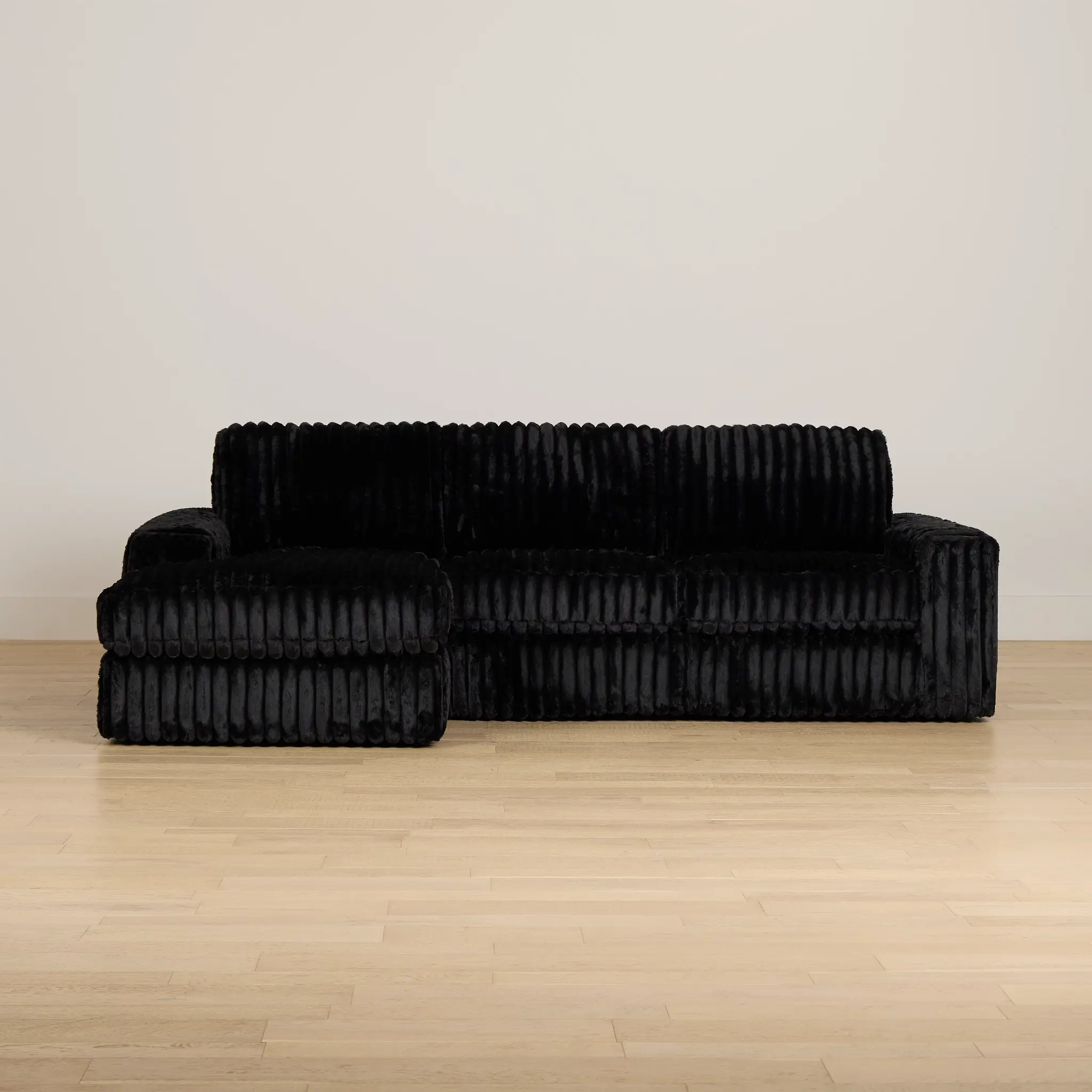 Teddy Black Fabric Left Chaise Sectional Teddy Black Fabric Left Chaise Sectional