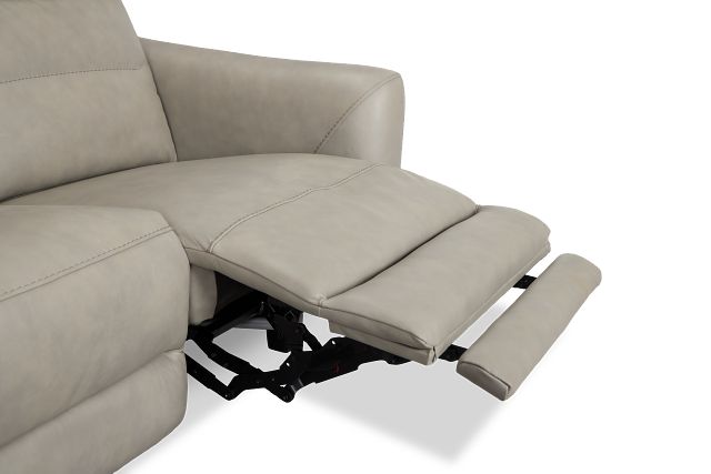 Keaton Gray Lthr/vinyl Power Reclining Sofa W/ Power Headrest