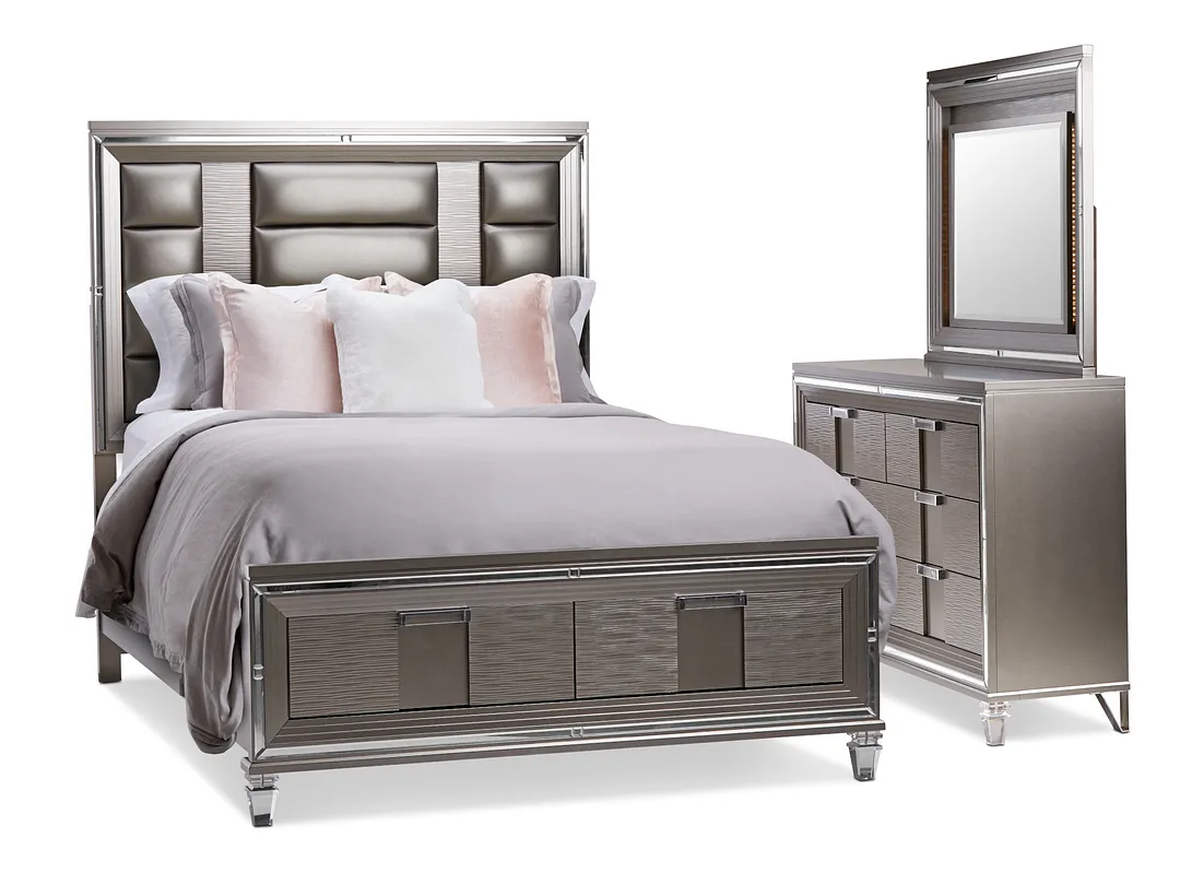 Vegas Gray Platform Storage Bedroom