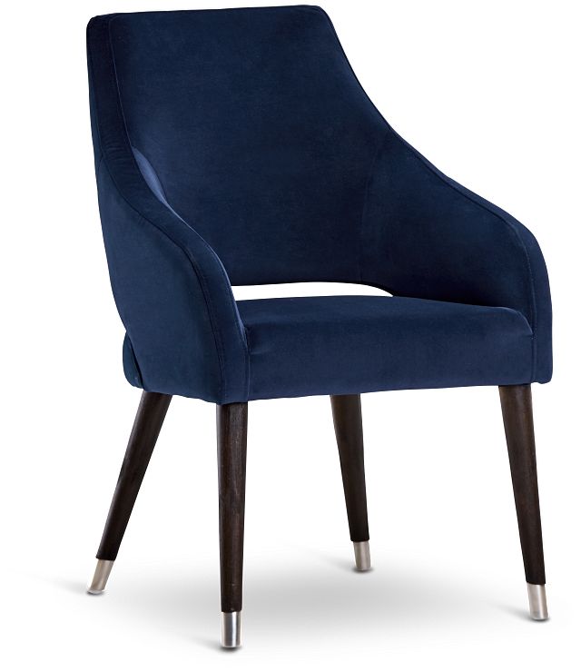 Naveen Dark Blue Velvet Upholstered Arm Chair (1)