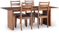 Bowery Dark Tone Rectangular Table & 4 Wood Chairs