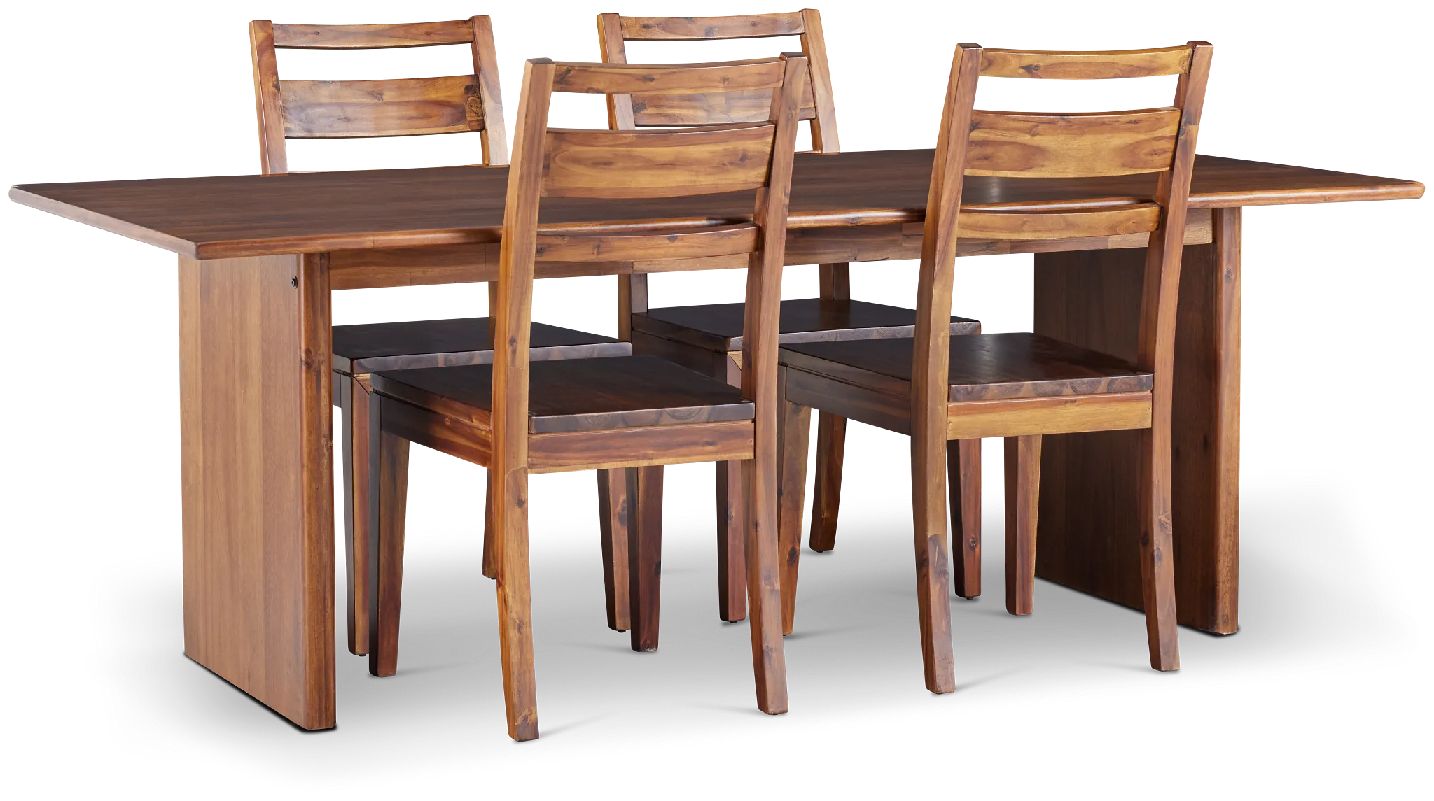 Bowery Dark Tone Rectangular Table & 4 Wood Chairs