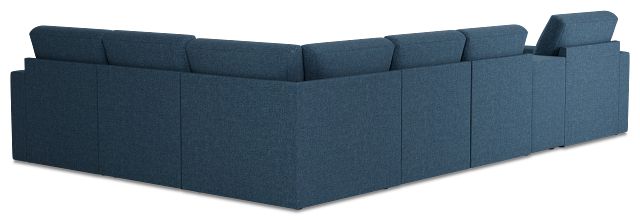 Citymod Blue Fabric Large Left Chaise Sectional With Media Console