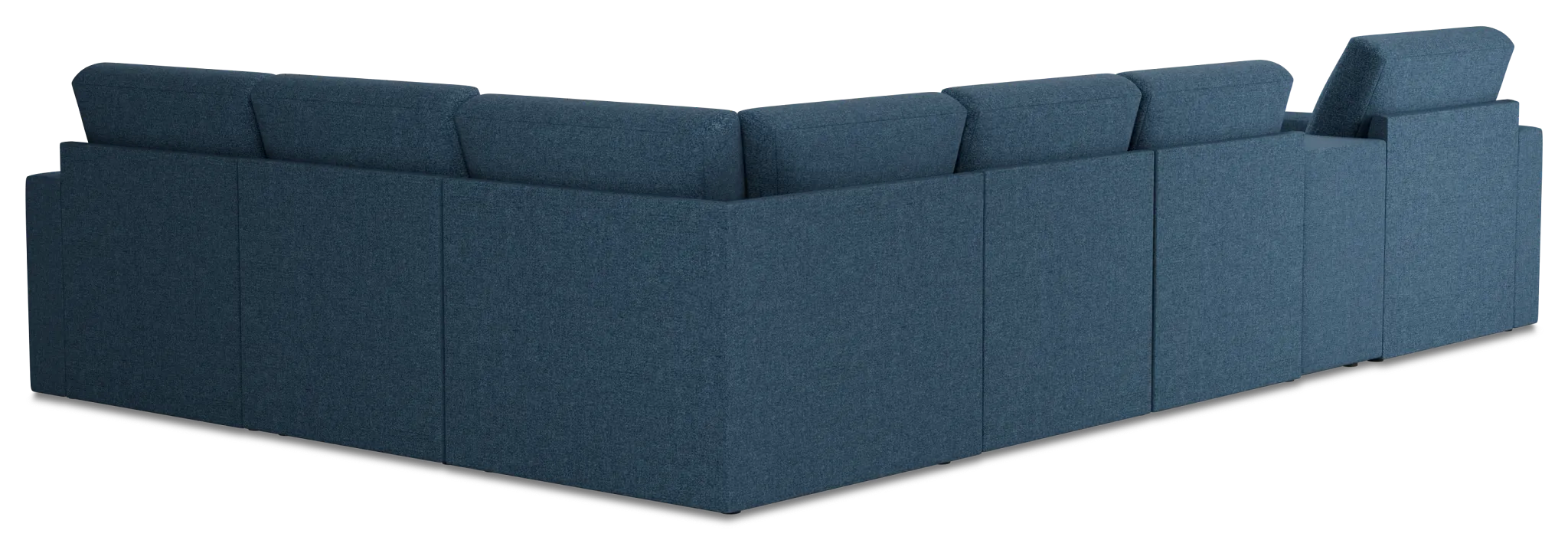 Citymod Blue Fabric Large Left Chaise Sectional With Media Console