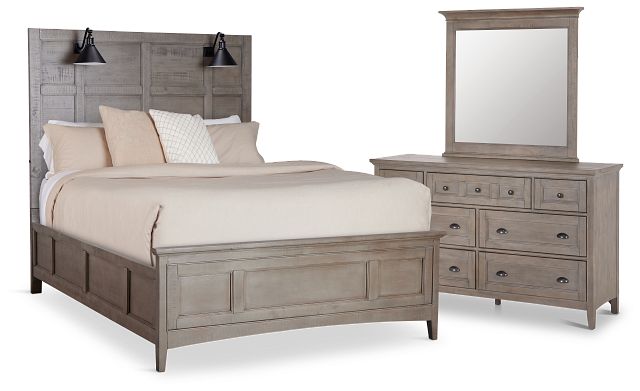 Heron Cove Light Tone Panel Bedroom With Lights