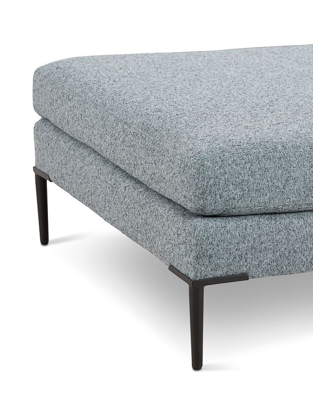 Morgan Teal Fabric Cocktail Ottoman With Metal Legs