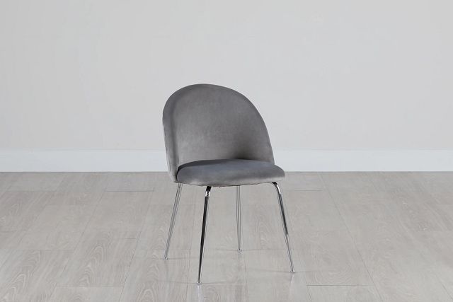 Capri Gray Velvet Upholstered Side Chair W/ Chrome Legs