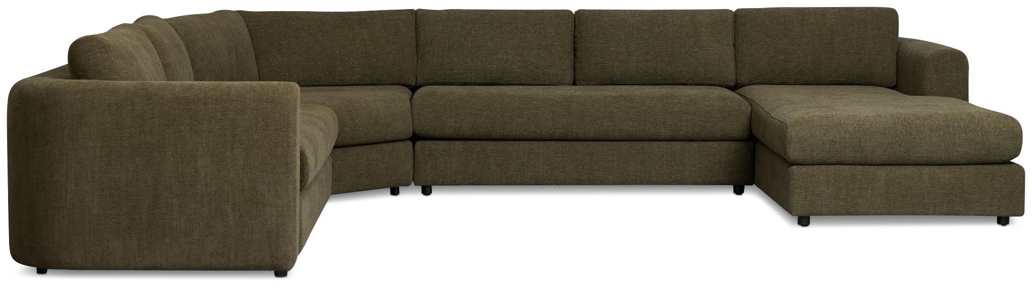 Alma Dark Green Fabric Medium Right Chaise Wedge Sectional