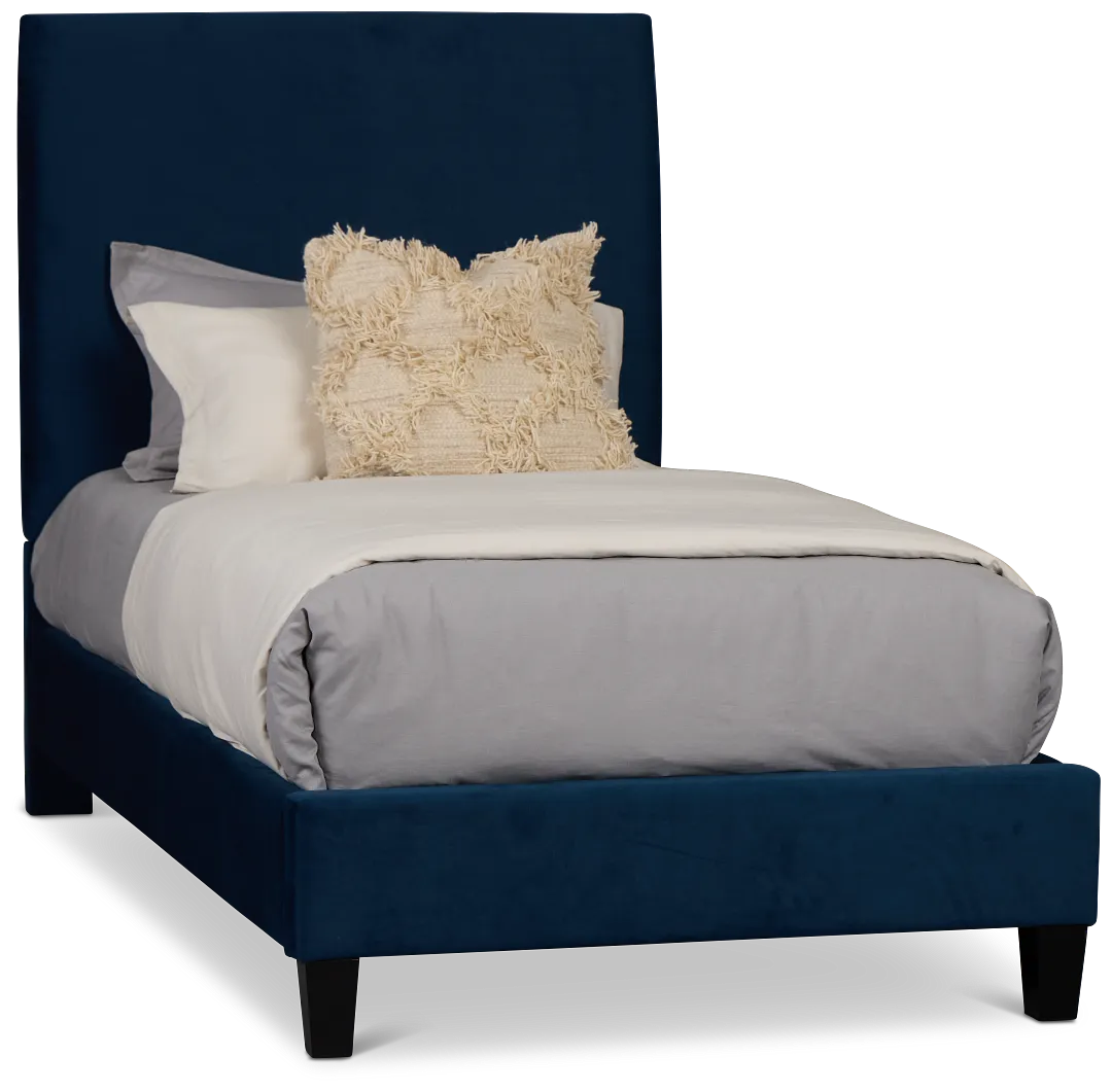 Lucy Dark Blue Uph Platform Bed