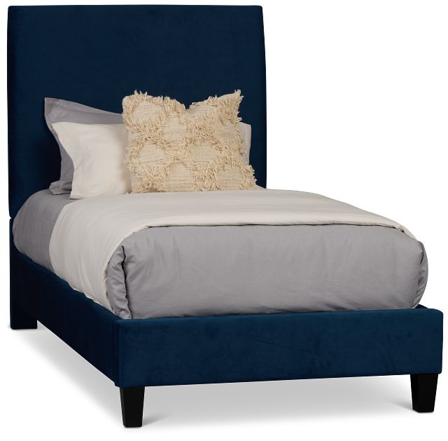 Lucy Dark Blue Uph Platform Bed