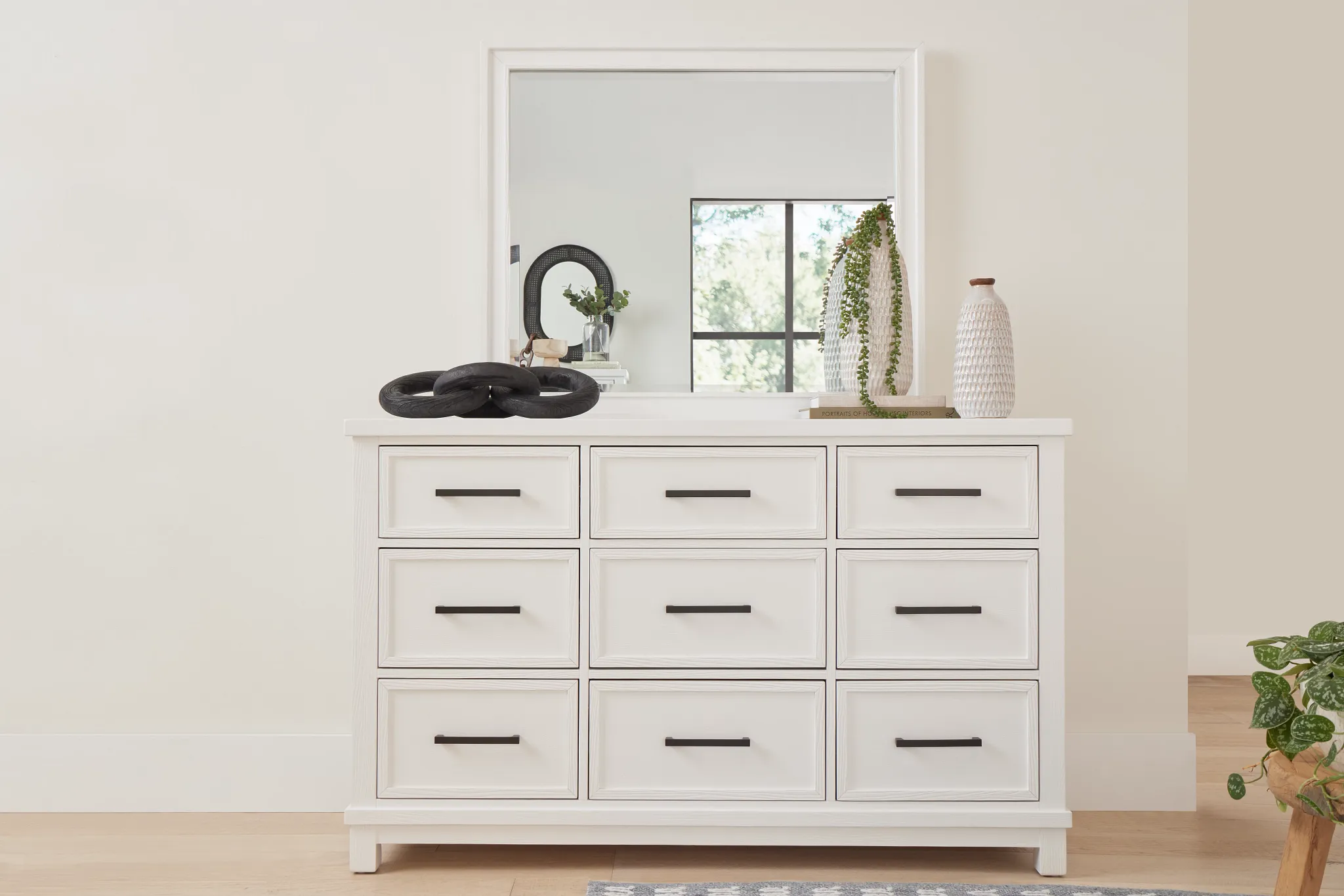 Anton White Dresser & Mirror