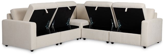 Addie Beige Fabric Small 2-arm Storage Sectional