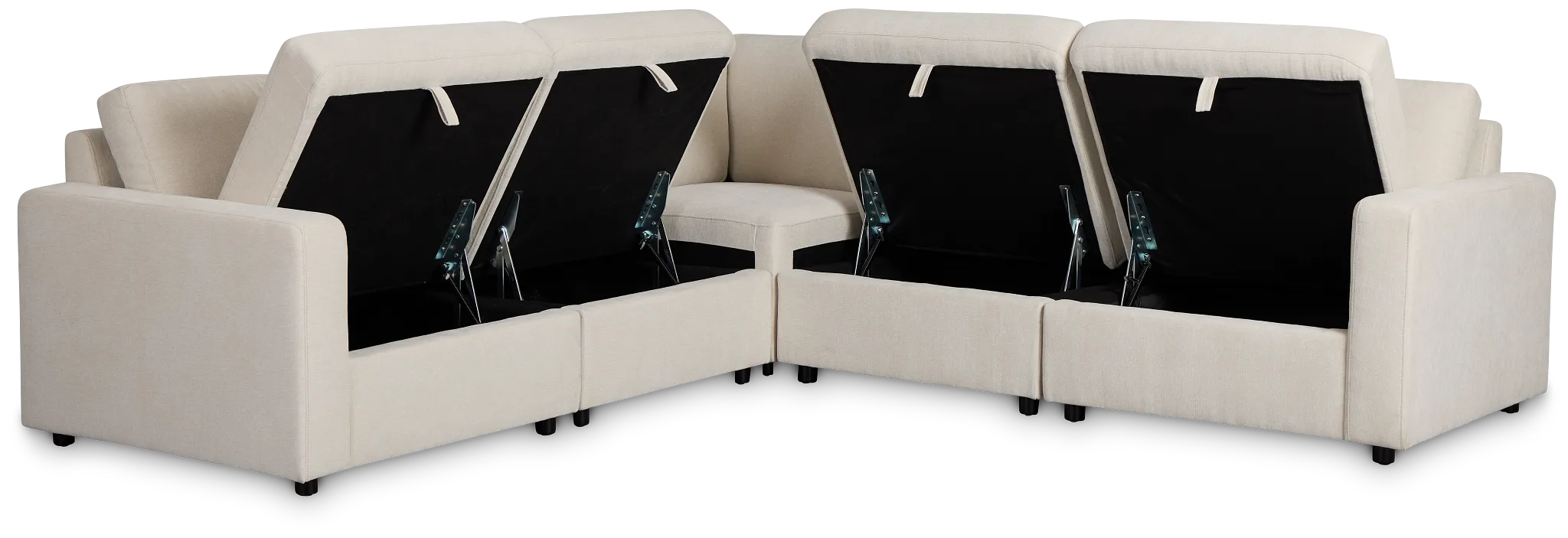 Addie Beige Fabric Small 2-arm Storage Sectional