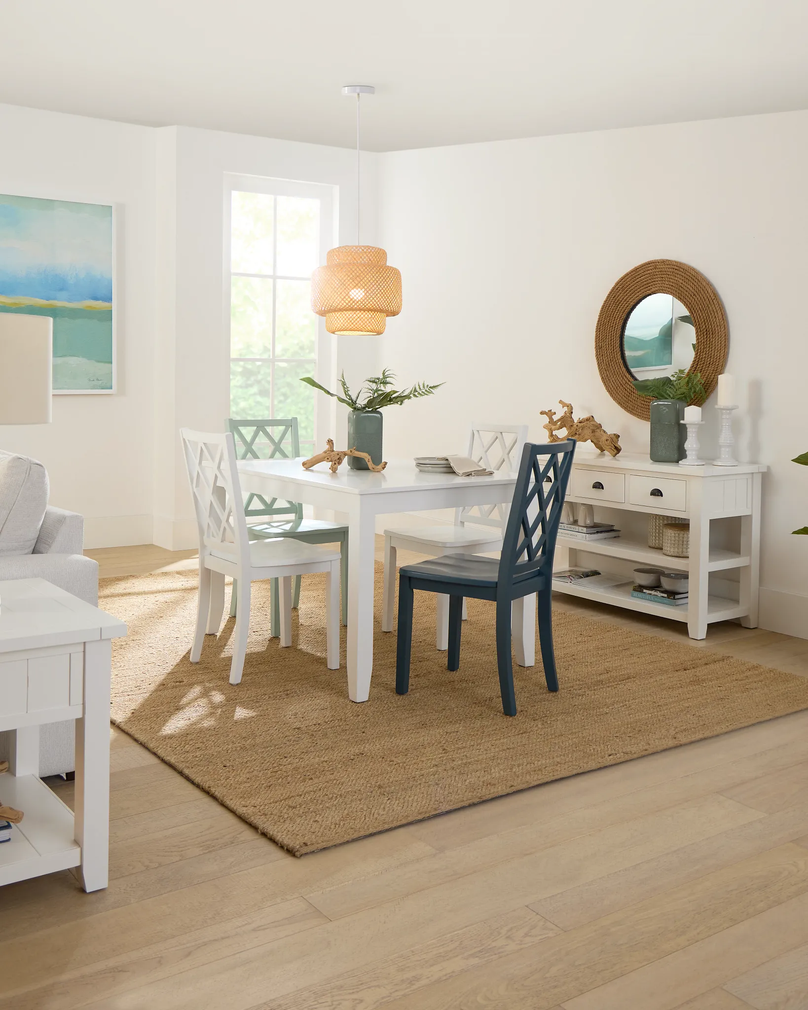 Edgartown White Rectangular Table And Mixed Chairs