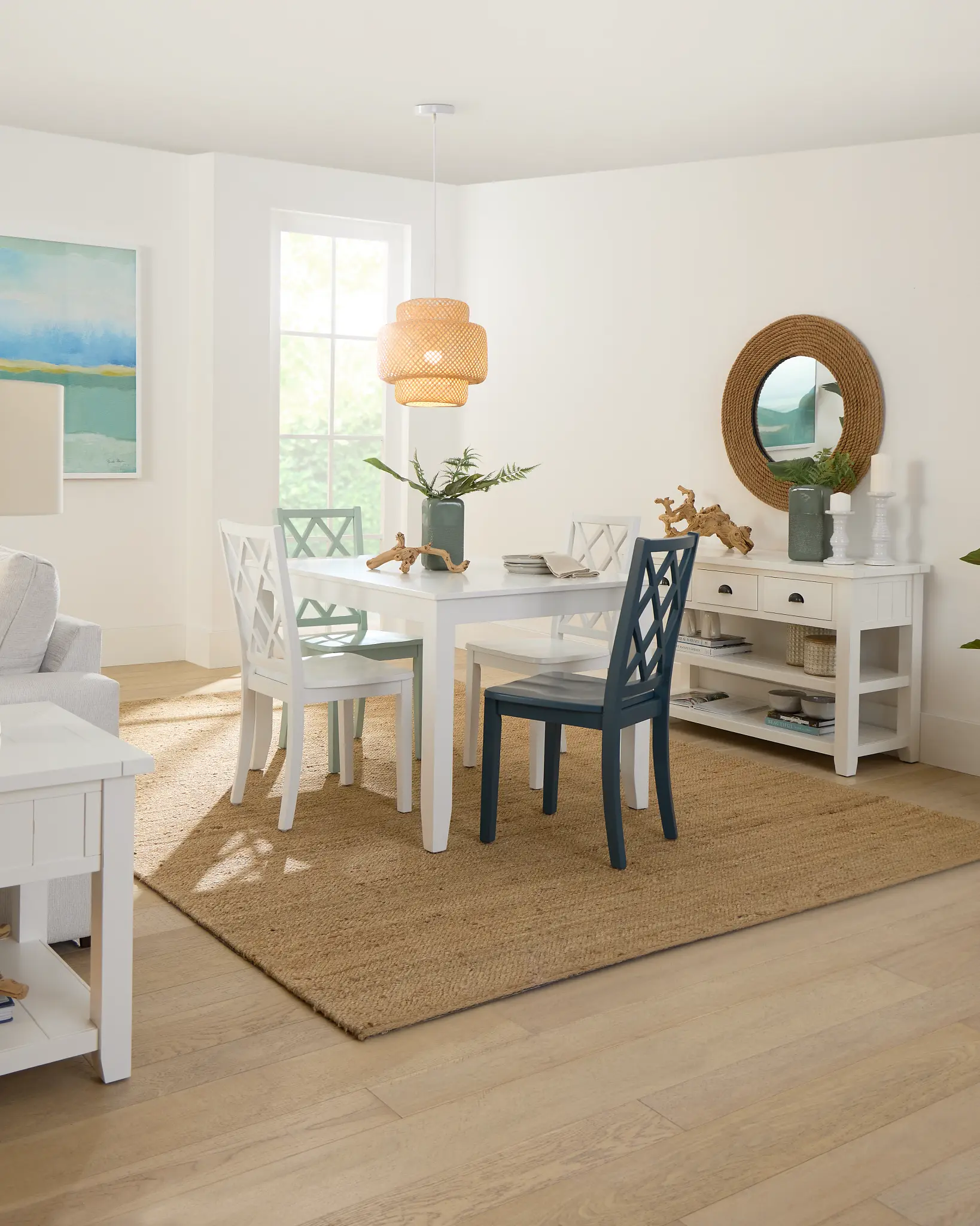 Edgartown White Rectangular Table And Mixed Chairs Edgartown White Rectangular Table And Mixed Chairs