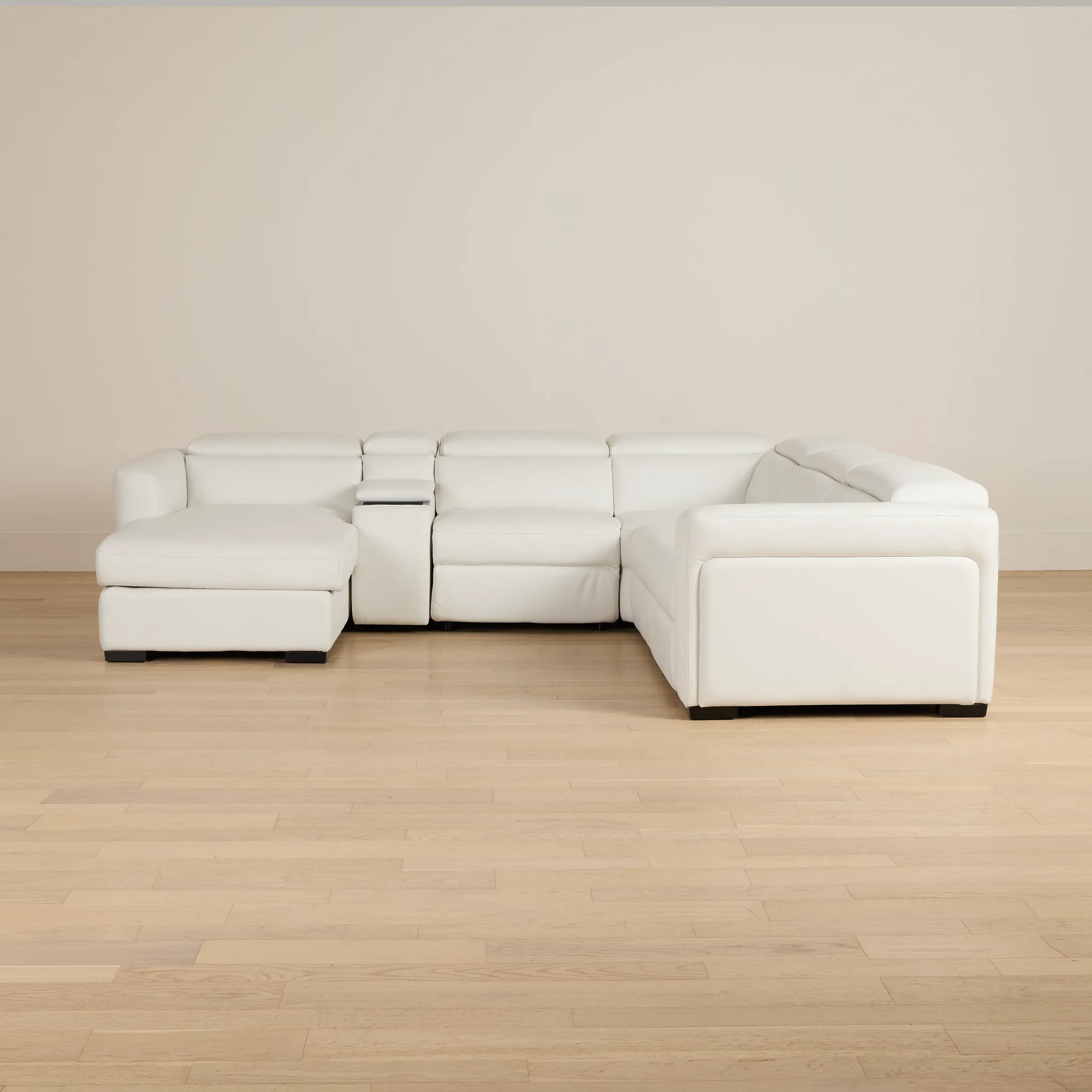 Melody White Storage Small Dual Power Left Chaise Sectional