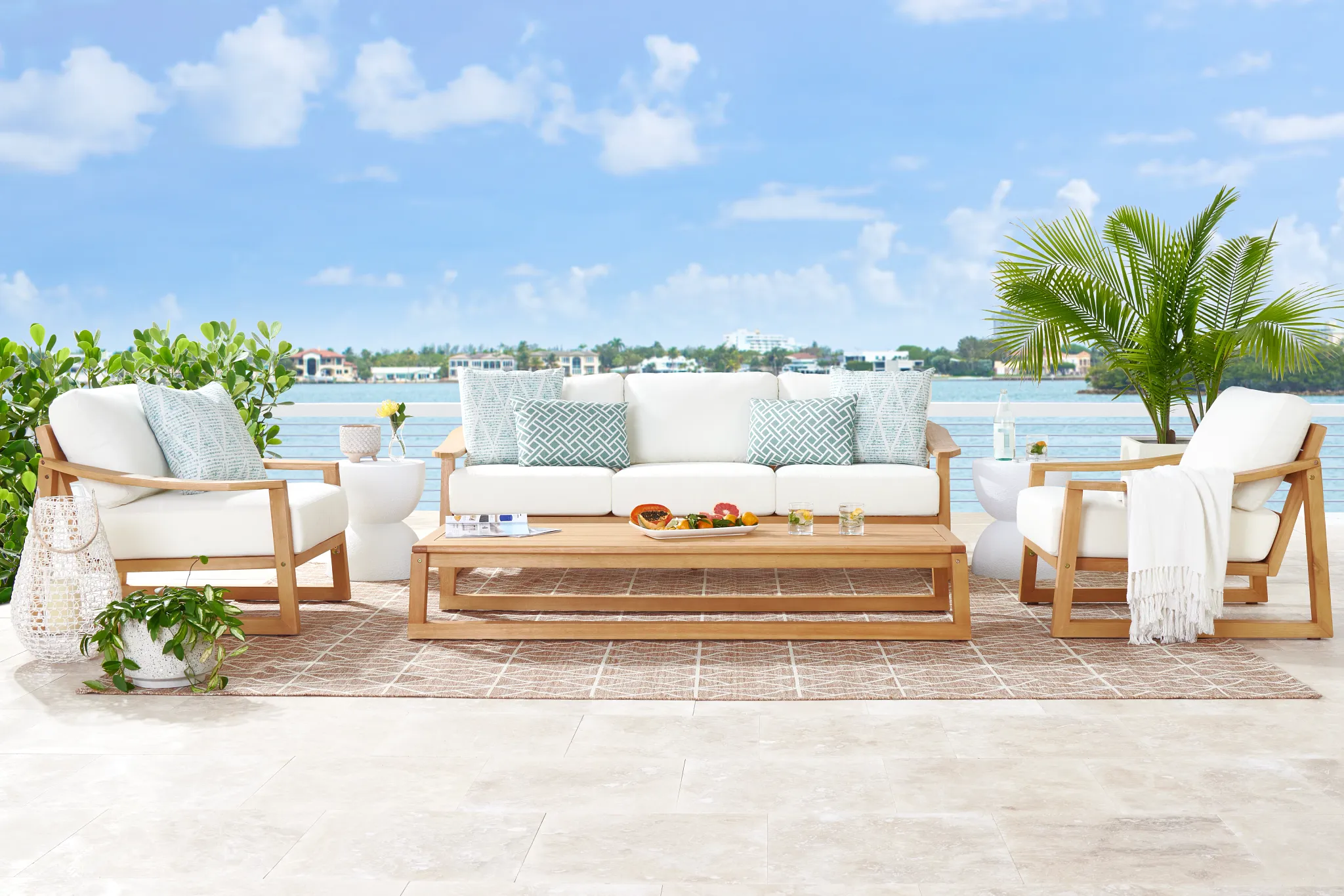 Tobago Light Tone Sofa With White Cushions