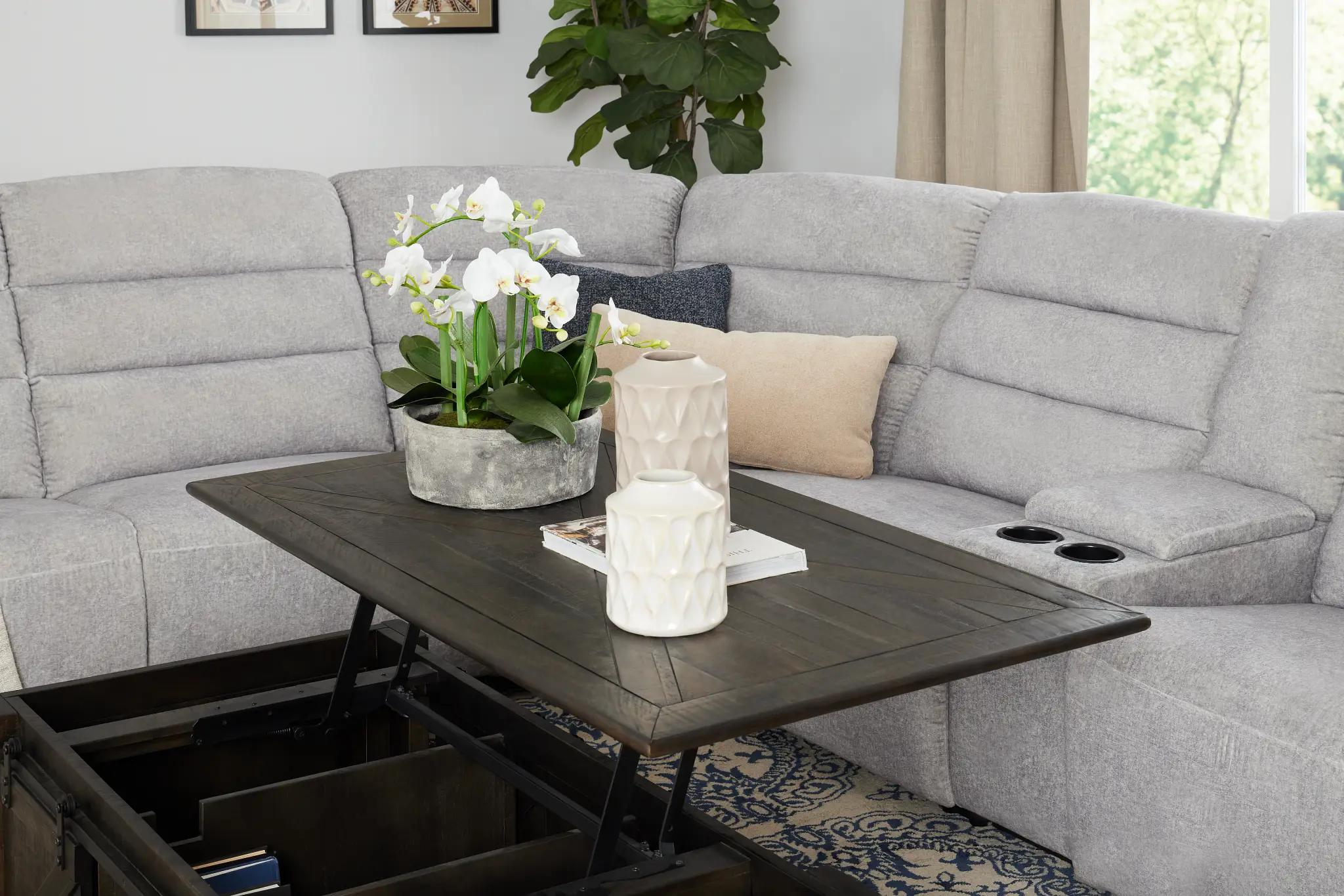 Garrett Dark Tone Castored Lift Coffee Table Garrett Dark Tone Castored Lift Coffee Table