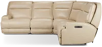 Casey Light Beige Lthr/vinyl Small Two-arm Power Reclining Sectional